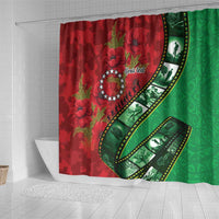 Personalised Cook Islands ANZAC 1915-2026 Filmstrip Shower Curtain Lest We Forget 25 April LT9 - Polynesian Pride