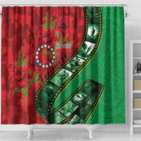 Personalised Cook Islands ANZAC 1915-2026 Filmstrip Shower Curtain Lest We Forget 25 April LT9 - Polynesian Pride