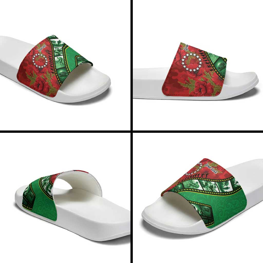 Personalised Cook Islands ANZAC 1915-2026 Filmstrip Slide Sandals Lest We Forget 25 April