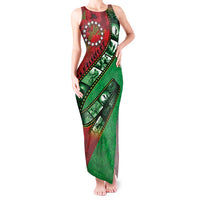 Personalised Cook Islands ANZAC 1915-2026 Filmstrip Tank Maxi Dress Lest We Forget 25 April LT9 Women Green - Polynesian Pride