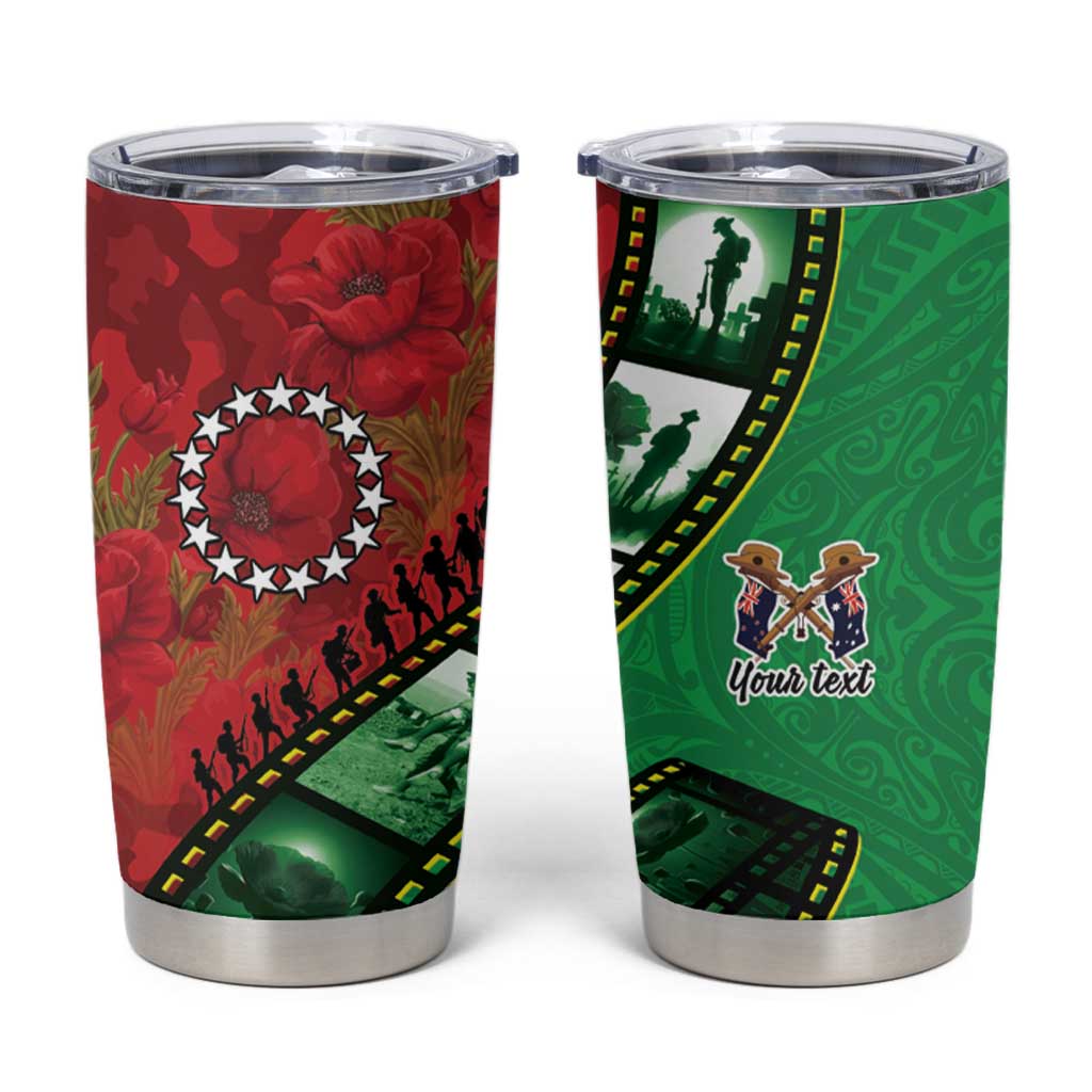 Personalised Cook Islands ANZAC 1915-2026 Filmstrip Tumbler Cup Lest We Forget 25 April LT9 Green - Polynesian Pride