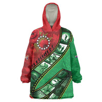 Personalised Cook Islands ANZAC 1915-2026 Filmstrip Wearable Blanket Hoodie Lest We Forget 25 April LT9 One Size Green - Polynesian Pride