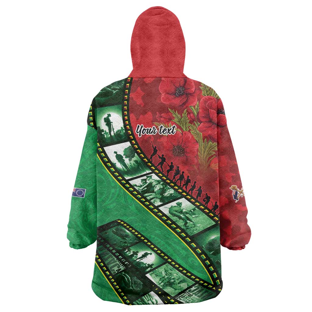 Personalised Cook Islands ANZAC 1915-2026 Filmstrip Wearable Blanket Hoodie Lest We Forget 25 April LT9 - Polynesian Pride