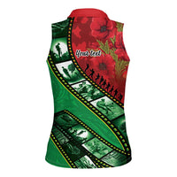Personalised Cook Islands ANZAC 1915-2026 Filmstrip Women Sleeveless Polo Shirt Lest We Forget 25 April