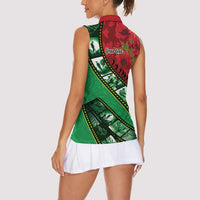 Personalised Cook Islands ANZAC 1915-2026 Filmstrip Women Sleeveless Polo Shirt Lest We Forget 25 April
