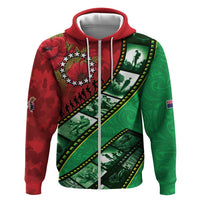 Personalised Cook Islands ANZAC 1915-2026 Filmstrip Zip Hoodie Lest We Forget 25 April LT9 Zip Hoodie Green - Polynesian Pride