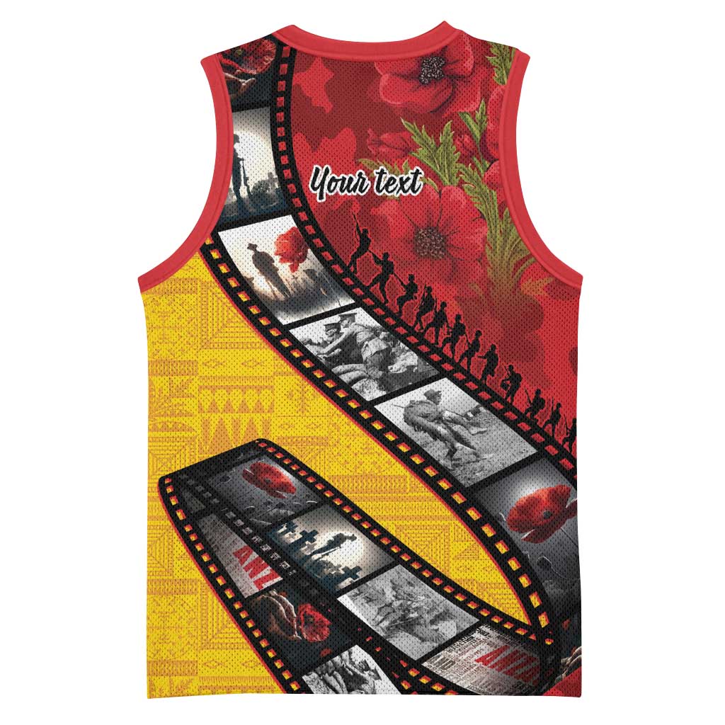 Personalised Niue ANZAC 1915-2026 Filmstrip Basketball Jersey Lest We Forget 25 April LT9 - Polynesian Pride