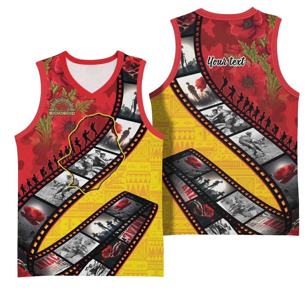 Personalised Niue ANZAC 1915-2026 Filmstrip Basketball Jersey Lest We Forget 25 April LT9 - Polynesian Pride