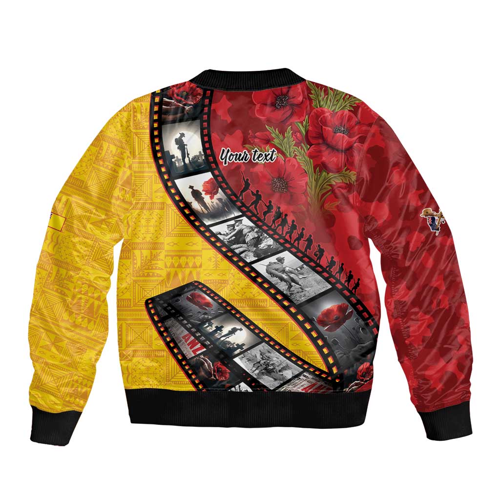 Personalised Niue ANZAC 1915-2026 Filmstrip Bomber Jacket Lest We Forget 25 April