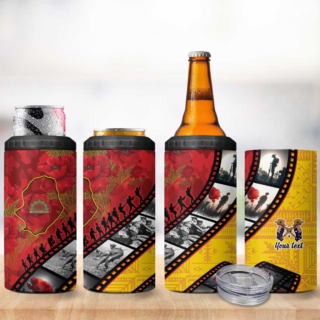 Personalised Niue ANZAC 1915-2026 Filmstrip 4 in 1 Can Cooler Tumbler Lest We Forget 25 April LT9 - Polynesian Pride