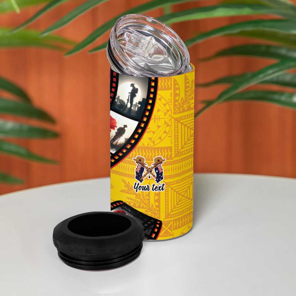 Personalised Niue ANZAC 1915-2026 Filmstrip 4 in 1 Can Cooler Tumbler Lest We Forget 25 April LT9 - Polynesian Pride