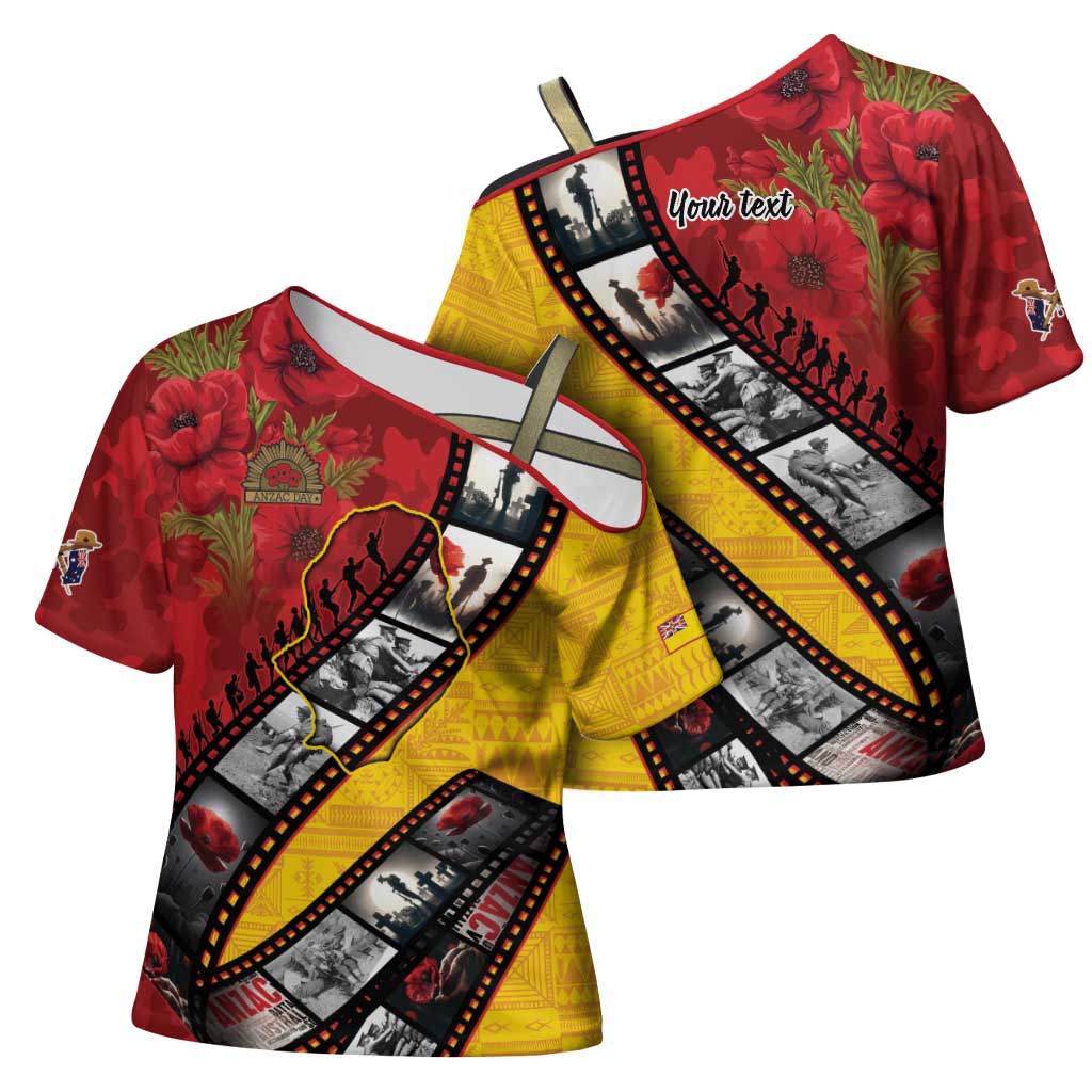 Personalised Niue ANZAC 1915-2026 Filmstrip Cross Shoulder Shirt Lest We Forget 25 April LT9 - Polynesian Pride