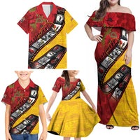 Personalised Niue ANZAC 1915-2026 Filmstrip Family Matching Off Shoulder Maxi Dress and Hawaiian Shirt Lest We Forget 25 April LT9 - Polynesian Pride