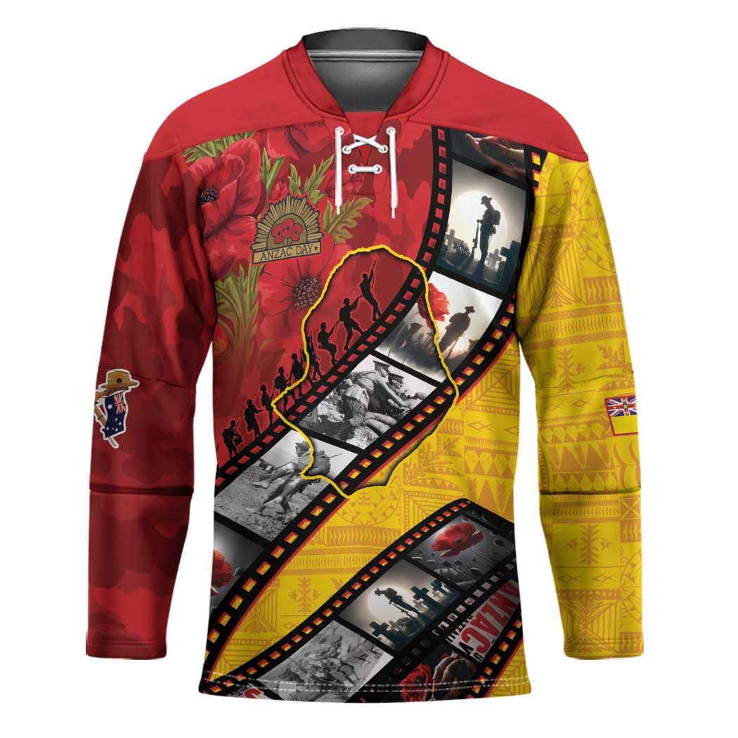 Personalised Niue ANZAC 1915-2026 Filmstrip Hockey Jersey Lest We Forget 25 April