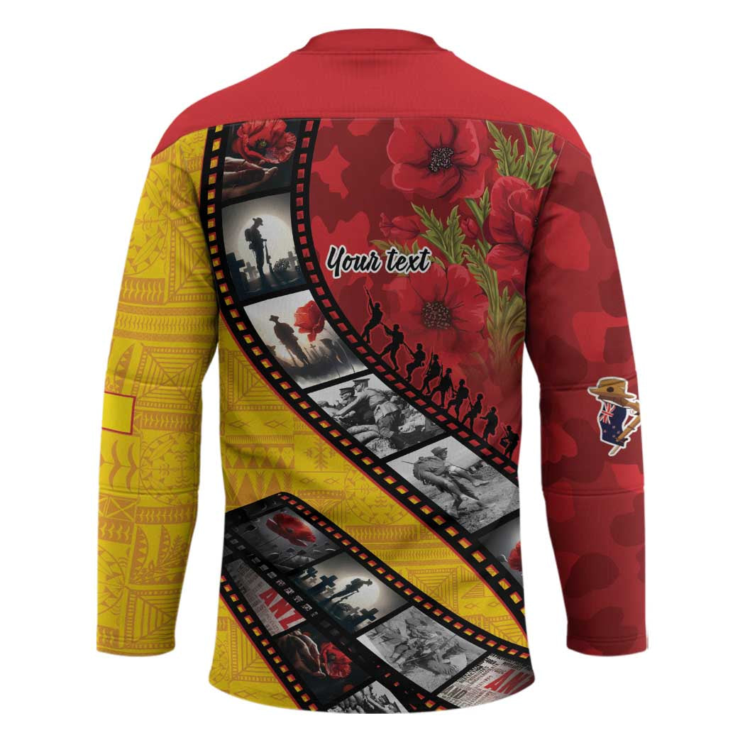 Personalised Niue ANZAC 1915-2026 Filmstrip Hockey Jersey Lest We Forget 25 April LT9 - Polynesian Pride