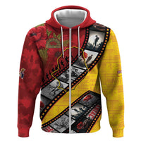Personalised Niue ANZAC 1915-2026 Filmstrip Hoodie Lest We Forget 25 April LT9 Zip Hoodie Gold - Polynesian Pride