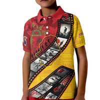 Personalised Niue ANZAC 1915-2026 Filmstrip Kid Polo Shirt Lest We Forget 25 April LT9 Kid Gold - Polynesian Pride