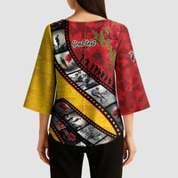 Personalised Niue ANZAC 1915-2026 Filmstrip Kimono Sleeve Blouse Lest We Forget 25 April LT9 - Polynesian Pride