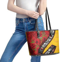 Personalised Niue ANZAC 1915-2026 Filmstrip Leather Tote Bag Lest We Forget 25 April LT9 - Polynesian Pride
