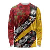 Personalised Niue ANZAC 1915-2026 Filmstrip Long Sleeve Shirt Lest We Forget 25 April LT9 Unisex Gold - Polynesian Pride