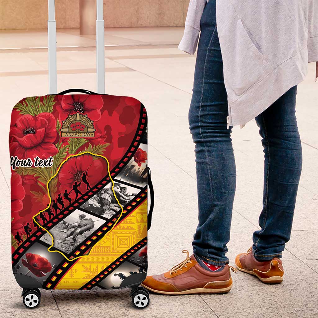 Personalised Niue ANZAC 1915-2026 Filmstrip Luggage Cover Lest We Forget 25 April LT9 Gold - Polynesian Pride