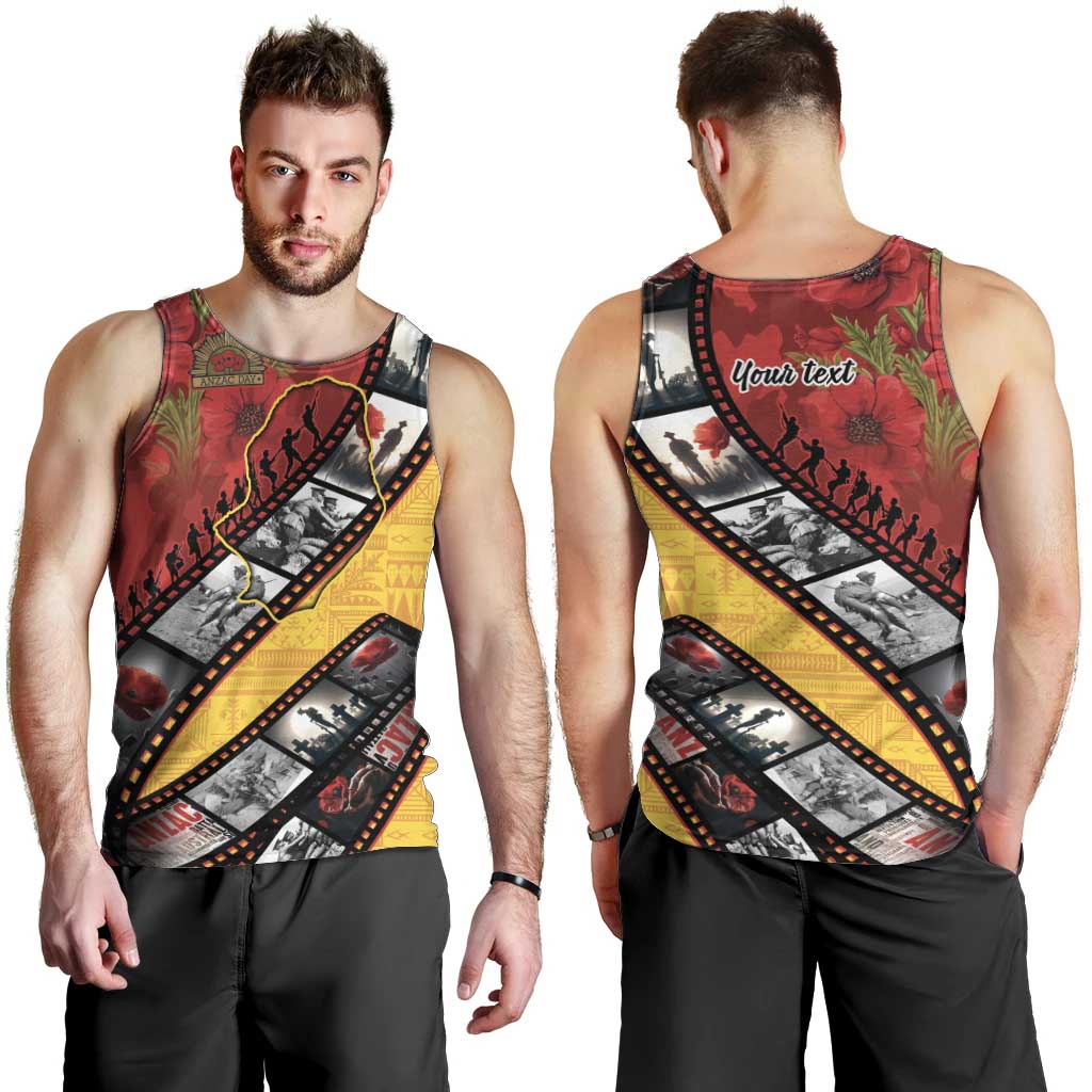 Personalised Niue ANZAC 1915-2026 Filmstrip Men Tank Top Lest We Forget 25 April LT9 - Polynesian Pride