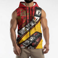 Personalised Niue ANZAC 1915-2026 Filmstrip Sleeveless Zip Hoodie Lest We Forget 25 April LT9 - Polynesian Pride