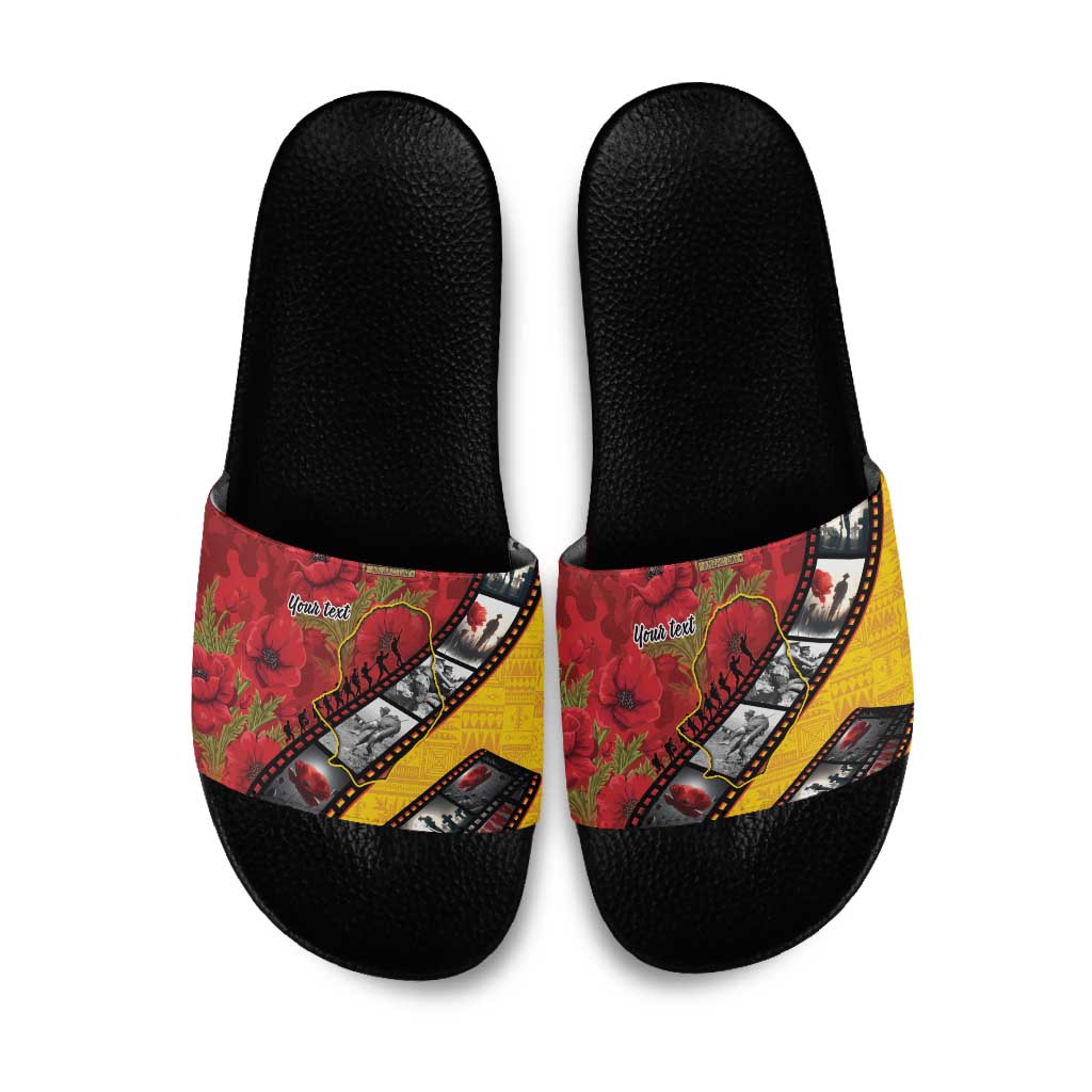 Personalised Niue ANZAC 1915-2026 Filmstrip Slide Sandals Lest We Forget 25 April