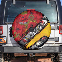 Personalised Niue ANZAC 1915-2026 Filmstrip Spare Tire Cover Lest We Forget 25 April LT9 Gold - Polynesian Pride
