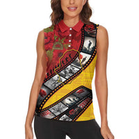 Personalised Niue ANZAC 1915-2026 Filmstrip Women Sleeveless Polo Shirt Lest We Forget 25 April