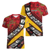 Personalised Niue ANZAC 1915-2026 Filmstrip Women V-Neck T-Shirt Lest We Forget 25 April