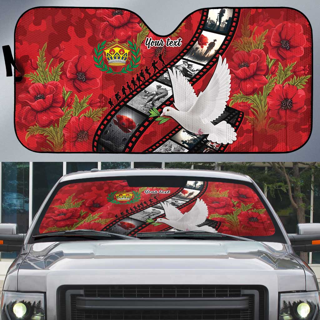 Personalised Tonga ANZAC 1915-2026 Filmstrip Auto Sun Shade Lest We Forget 25 April LT9 Red - Polynesian Pride