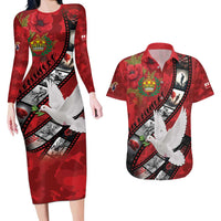 Personalised Tonga ANZAC 1915-2026 Filmstrip Couples Matching Long Sleeve Bodycon Dress and Hawaiian Shirt Lest We Forget 25 April