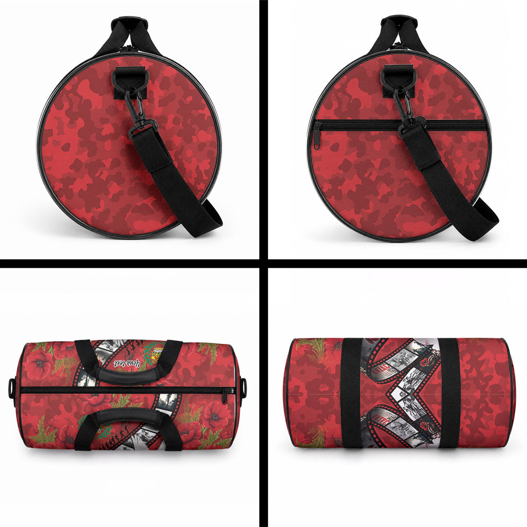 Personalised Tonga ANZAC 1915-2026 Filmstrip Duffle Bag Lest We Forget 25 April LT9 - Polynesian Pride
