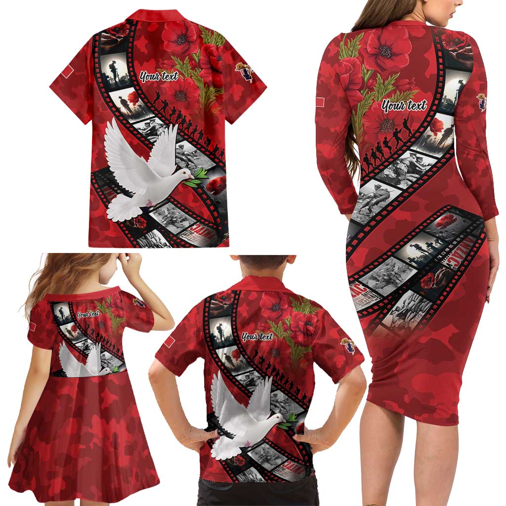 Personalised Tonga ANZAC 1915-2026 Filmstrip Family Matching Long Sleeve Bodycon Dress and Hawaiian Shirt Lest We Forget 25 April LT9 - Polynesian Pride