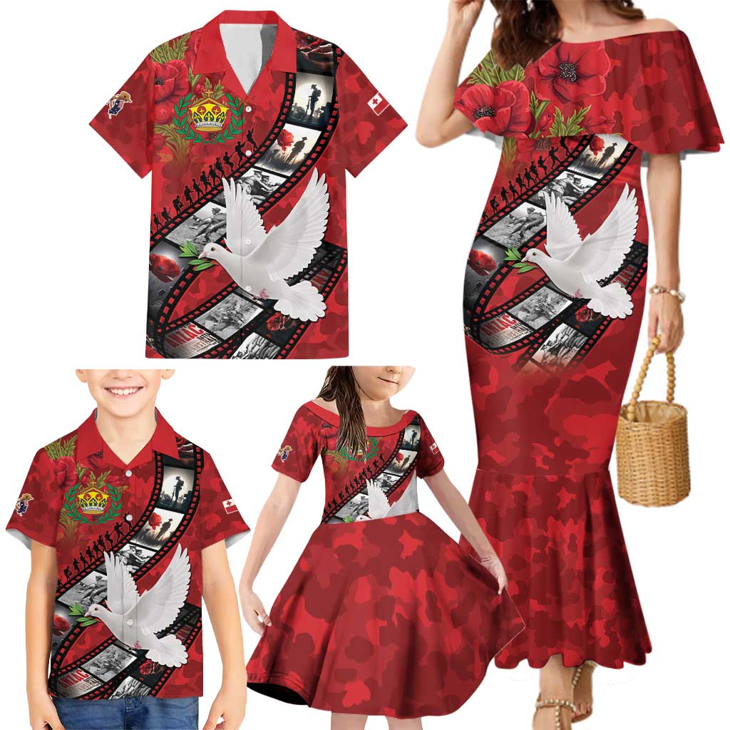 Personalised Tonga ANZAC 1915-2026 Filmstrip Family Matching Mermaid Dress and Hawaiian Shirt Lest We Forget 25 April LT9 - Polynesian Pride