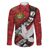 Personalised Tonga ANZAC 1915-2026 Filmstrip Family Matching Off Shoulder Maxi Dress and Hawaiian Shirt Lest We Forget 25 April LT9 Dad's Shirt - Long Sleeve Red - Polynesian Pride
