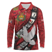 Personalised Tonga ANZAC 1915-2026 Filmstrip Long Sleeve Polo Shirt Lest We Forget 25 April LT9 Red - Polynesian Pride