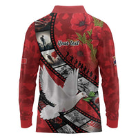 Personalised Tonga ANZAC 1915-2026 Filmstrip Long Sleeve Polo Shirt Lest We Forget 25 April LT9 - Polynesian Pride