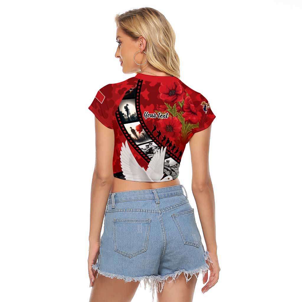 Personalised Tonga ANZAC 1915-2026 Filmstrip Raglan Cropped T Shirt Lest We Forget 25 April
