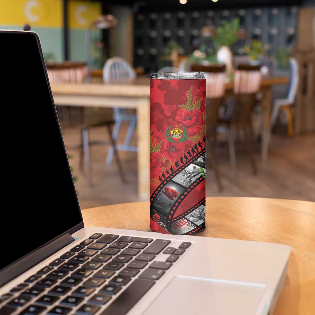 Personalised Tonga ANZAC 1915-2026 Filmstrip Skinny Tumbler Lest We Forget 25 April LT9 - Polynesian Pride