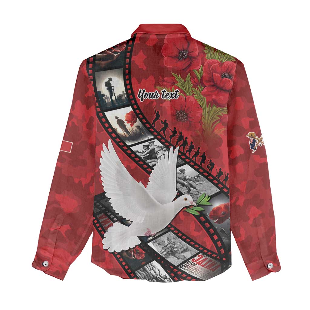 Personalised Tonga ANZAC 1915-2026 Filmstrip Women Casual Shirt Lest We Forget 25 April LT9 - Polynesian Pride
