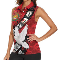 Personalised Tonga ANZAC 1915-2026 Filmstrip Women Sleeveless Polo Shirt Lest We Forget 25 April LT9 - Polynesian Pride