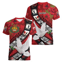 Personalised Tonga ANZAC 1915-2026 Filmstrip Women V-Neck T-Shirt Lest We Forget 25 April LT9 - Polynesian Pride