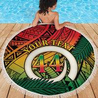 Personalised Vanuatu Yumi 44th Indipendens Dei Beach Blanket Vanuatuan Broad Tusk with Polynesian Tribal