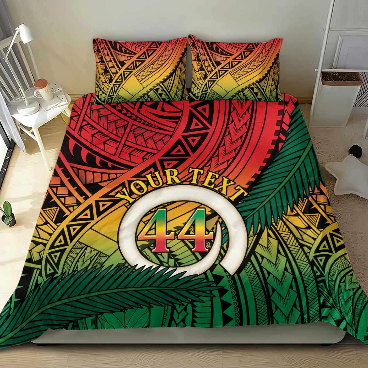Personalised Vanuatu Yumi 44th Indipendens Dei Bedding Set Vanuatuan Broad Tusk with Polynesian Tribal