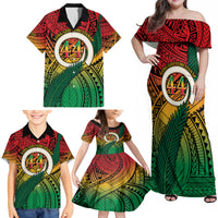 Personalised Vanuatu Yumi 44th Indipendens Dei Family Matching Off Shoulder Maxi Dress and Hawaiian Shirt Vanuatuan Broad Tusk with Polynesian Tribal LT9 - Polynesian Pride