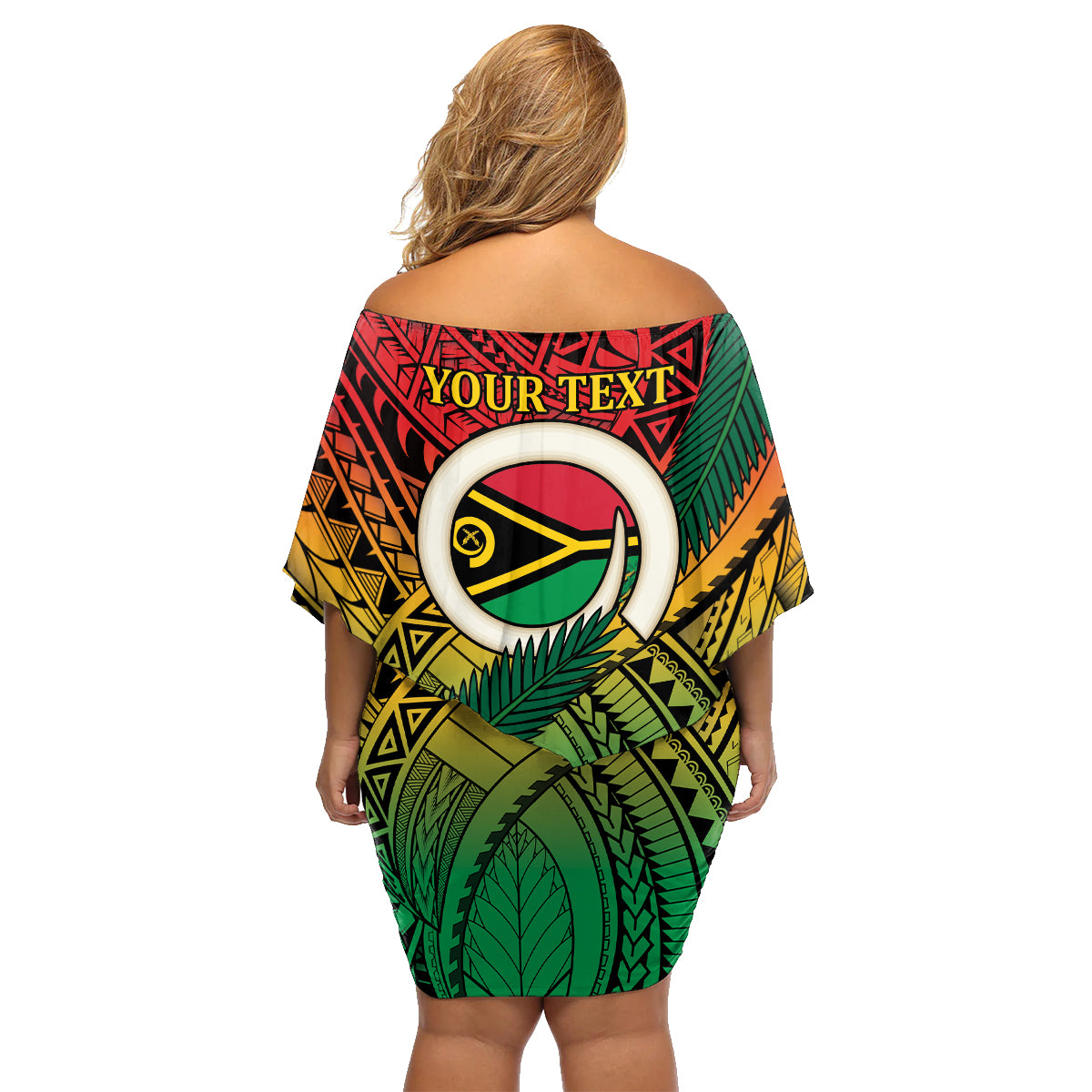 Personalised Vanuatu Yumi 44th Indipendens Dei Family Matching Off Shoulder Short Dress and Hawaiian Shirt Vanuatuan Broad Tusk with Polynesian Tribal LT9 - Polynesian Pride