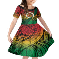 Personalised Vanuatu Yumi 44th Indipendens Dei Family Matching Puletasi and Hawaiian Shirt Vanuatuan Broad Tusk with Polynesian Tribal LT9 Daughter's Dress Reggae - Polynesian Pride