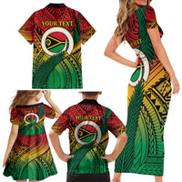 Personalised Vanuatu Yumi 44th Indipendens Dei Family Matching Short Sleeve Bodycon Dress and Hawaiian Shirt Vanuatuan Broad Tusk with Polynesian Tribal LT9 - Polynesian Pride